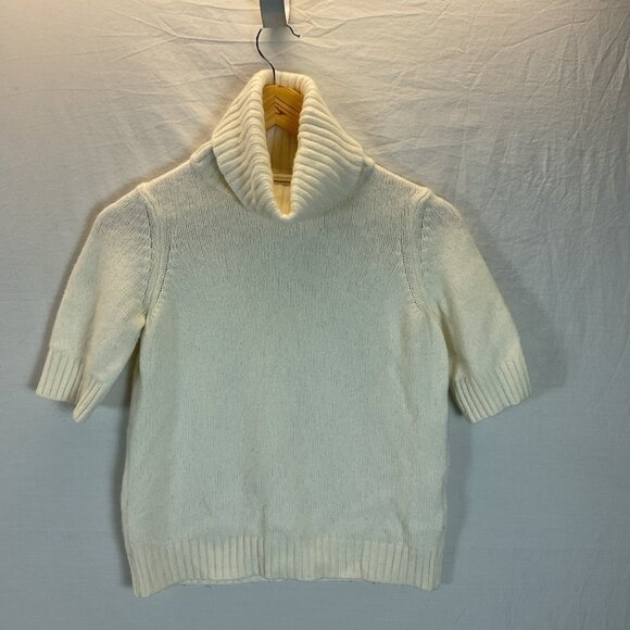 Anthropologie‎ Turtleneck Sweater Size S Ivory Pullover Short sleeve minimalist - Picture 1 of 9